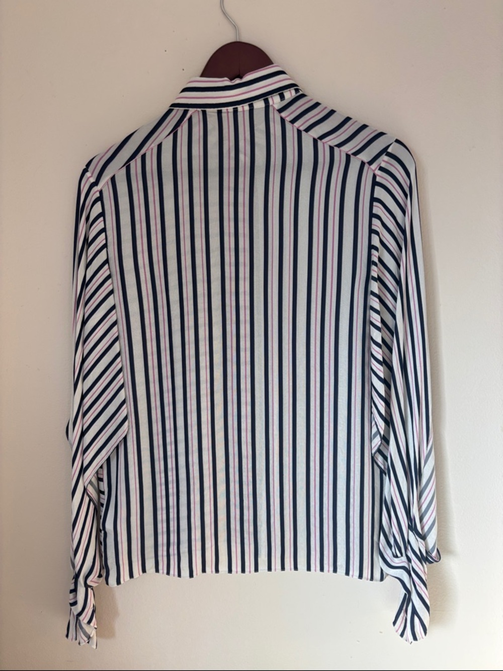 Roland Mouret Navy, White & Pink Striped Button Shirt - Picture 6 of 6